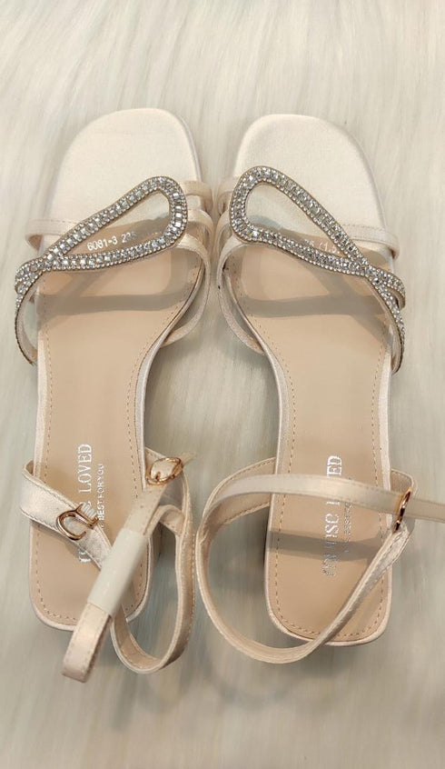 Rhinestone Embellished Buckle Heel